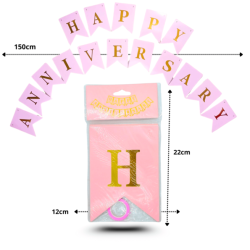 0 banderín rosa claro happy anniversary C/12 GPM-2174