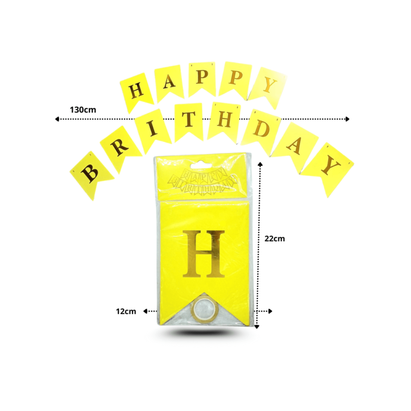 1 banderín amarillo happy birthday C/12 GPM-2174
