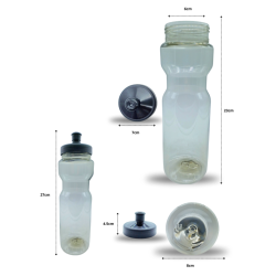 bote para agua diseño ergonómico translucido humo con tapa chupón C/10 JNNA