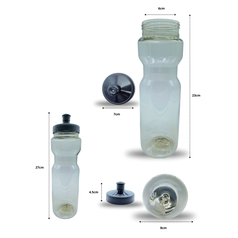 bote para agua diseño ergonómico translucido humo con tapa chupón C/10 JNNA