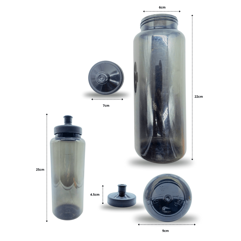 bote para agua chato negro con tapa chupón C/10 JNNA