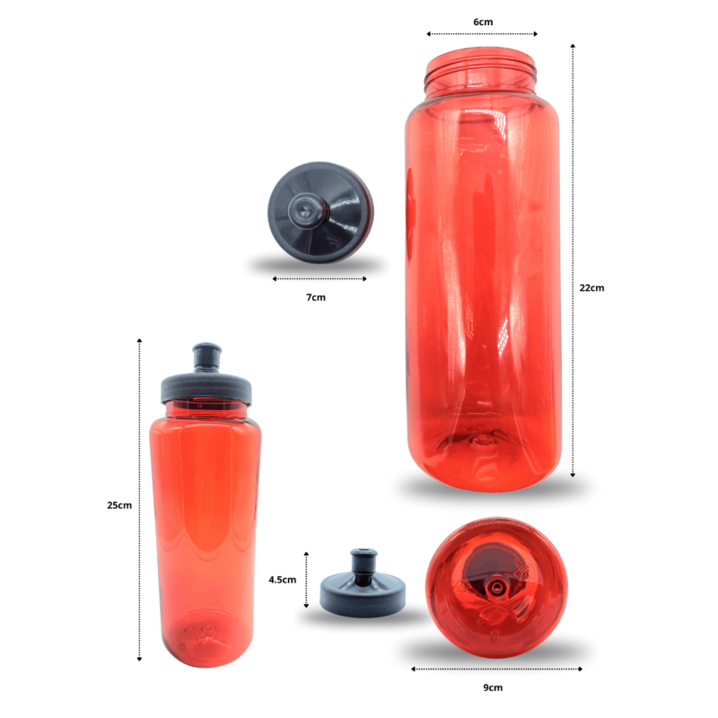 bote para agua chato rojo con tapa chupón C/10 JNNA