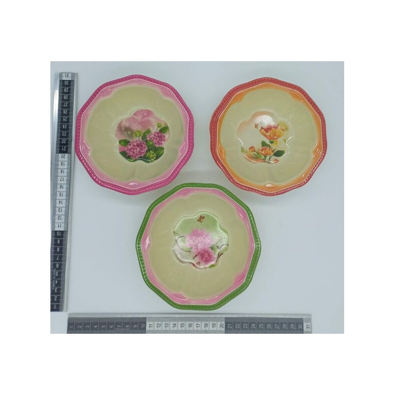 tazón de melamina decagonal 15×4.5 CM variedad de estampados y colores C/12 A1160