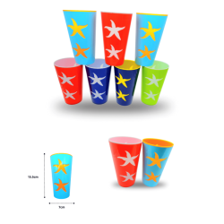 vaso de plástico bicolor con diseño variedad de colores C/12 E6272