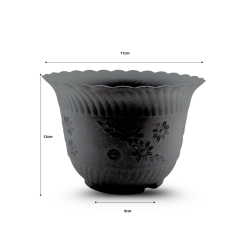 maceta negra decorada olanes C/10 PLCHE