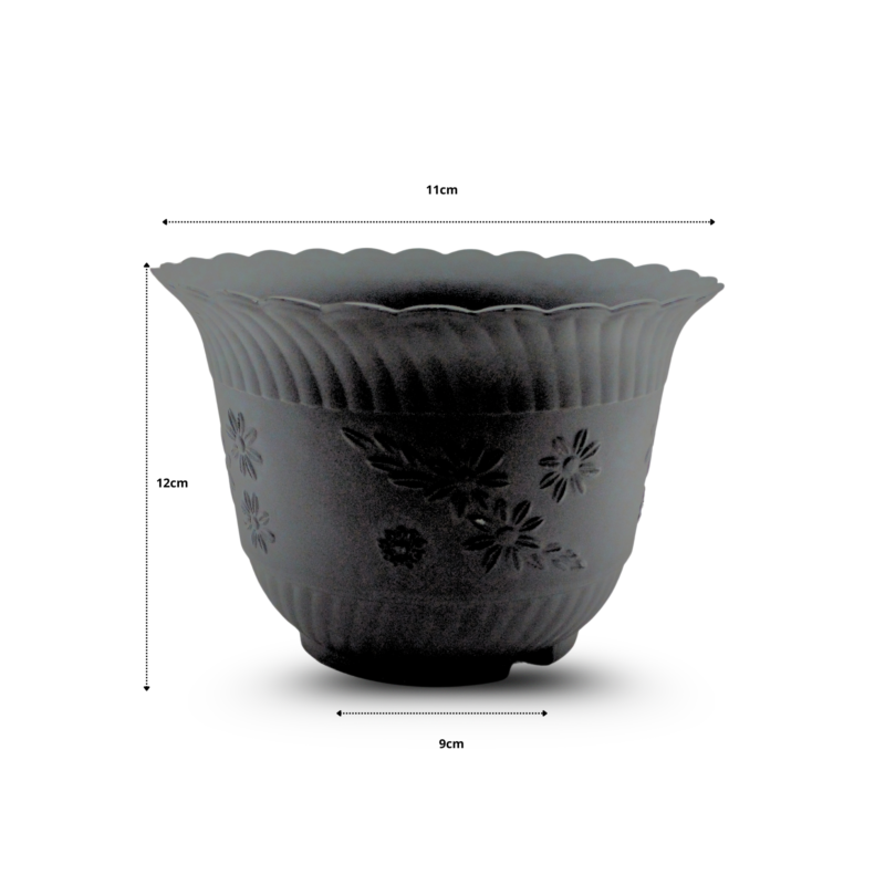 maceta negra decorada olanes C/10 PLCHE