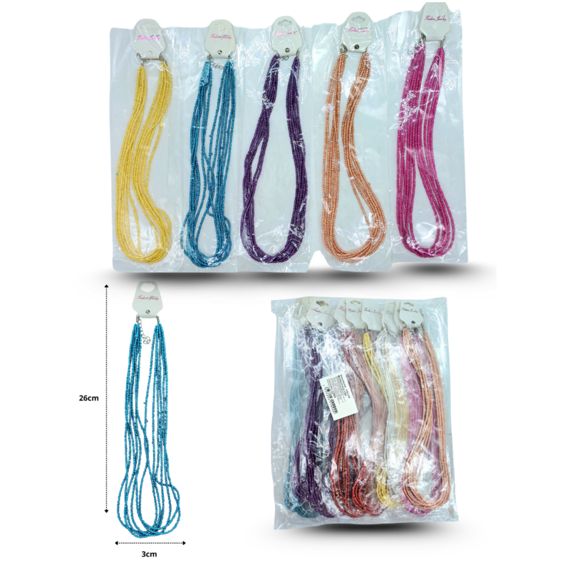 collar chaquira múltiples tiras c/12 HLK-1292