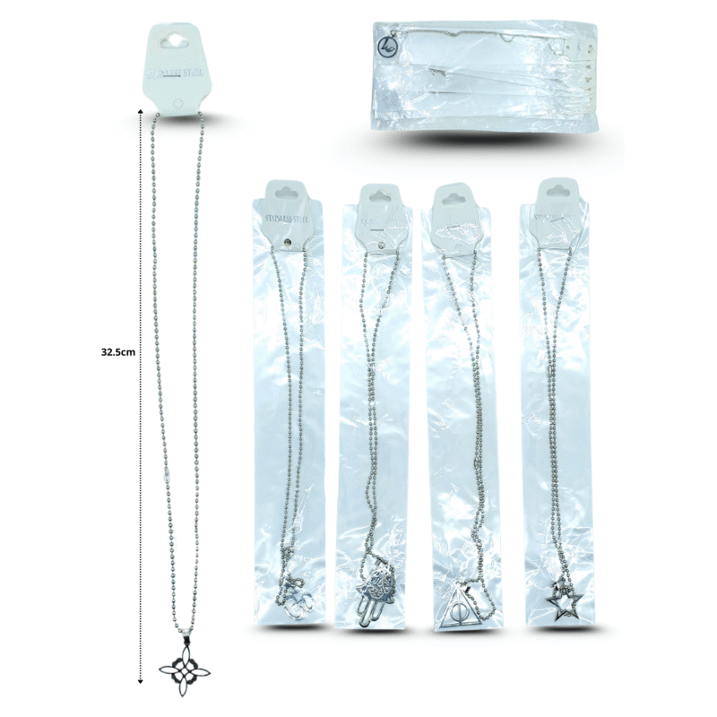 collar largo acero inoxidable dije surtido C/12 SXL-4341