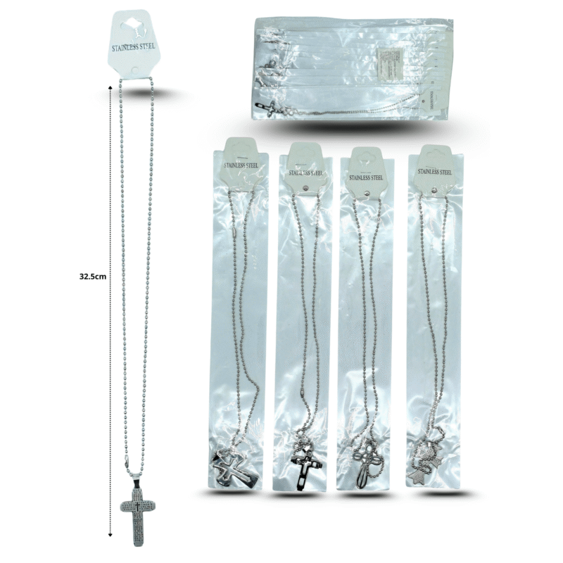 collar largo cruz acero inoxidable C/12 SXL-4342