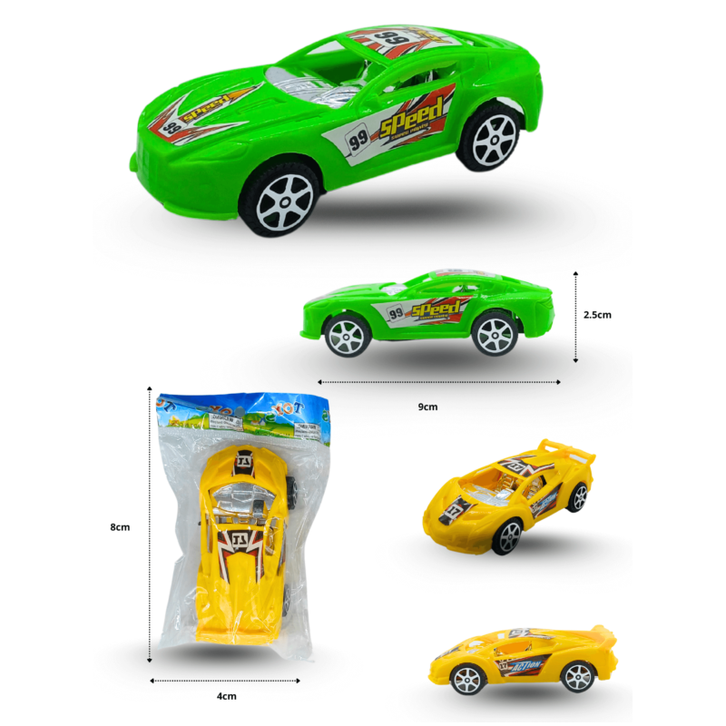 auto de carreras con retro impulso 8x4x13cm C/10 6013