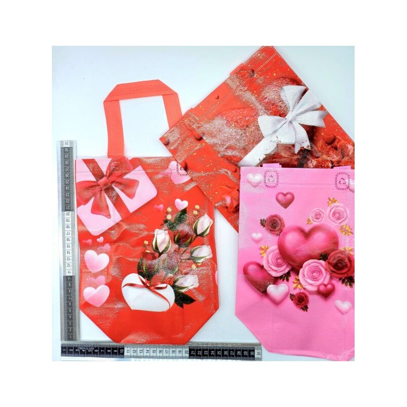 bolsa plastificada con corazones y rosas C/12 24-R31