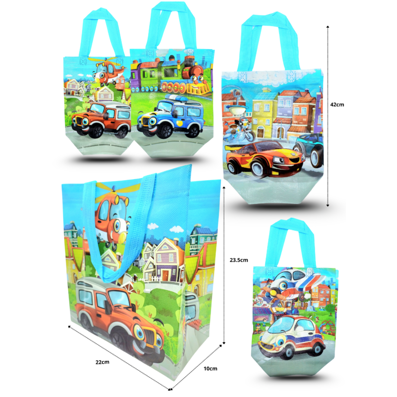 bolsa plastificada vehículos caricatura C/12 TE-2502F-1