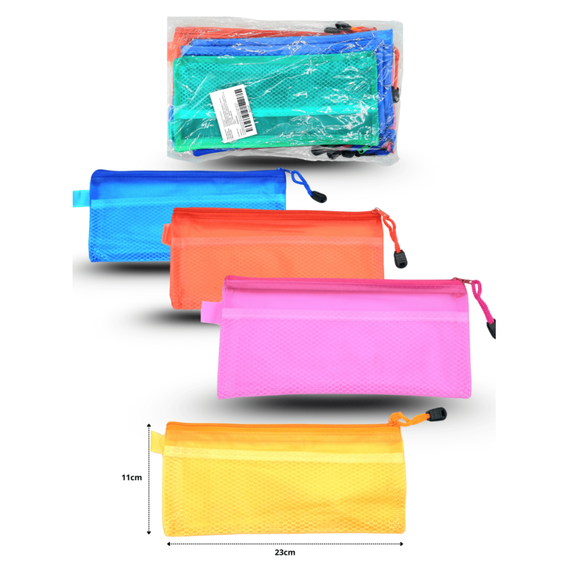 bolsa lapicera o cosmetiquera red plastificada 23x10cm C/12 XH5547