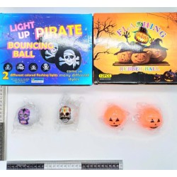 pelota de hule con luz estampado halloween calavera o calabaza C/12 TG-0474W