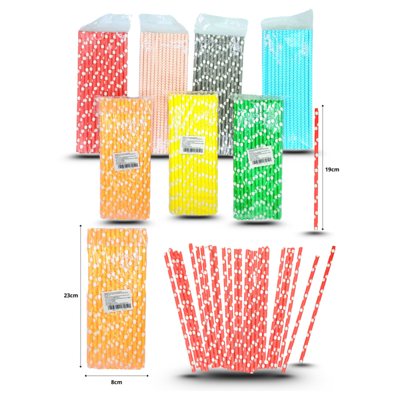 popote de cartón decorado set 25pzas C/10 M1085-1H-82