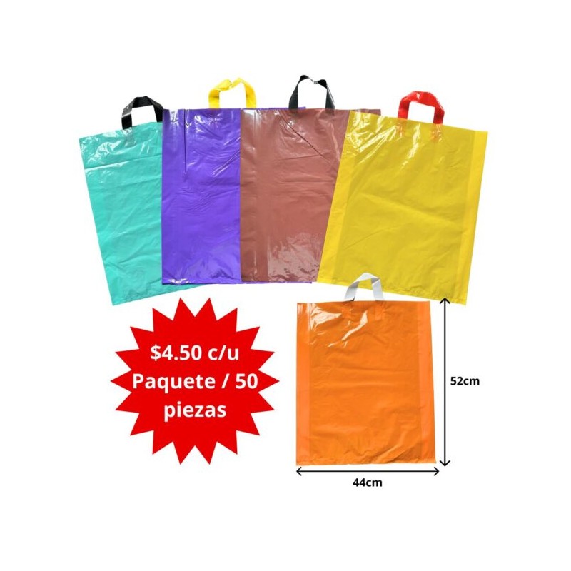 bolsa plastica con asa jumbo colores solidos 52×44 C/50 31F-24