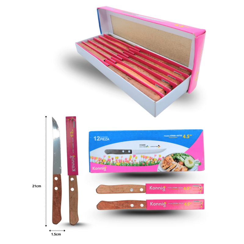 cuchillo sierra mango madera en caja C/12 KFMM-0475S LOP CON