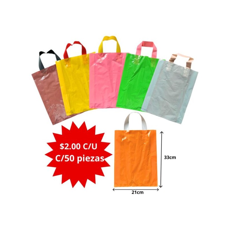 bolsa de plástico con asa 33x21cm C/50 31F-21