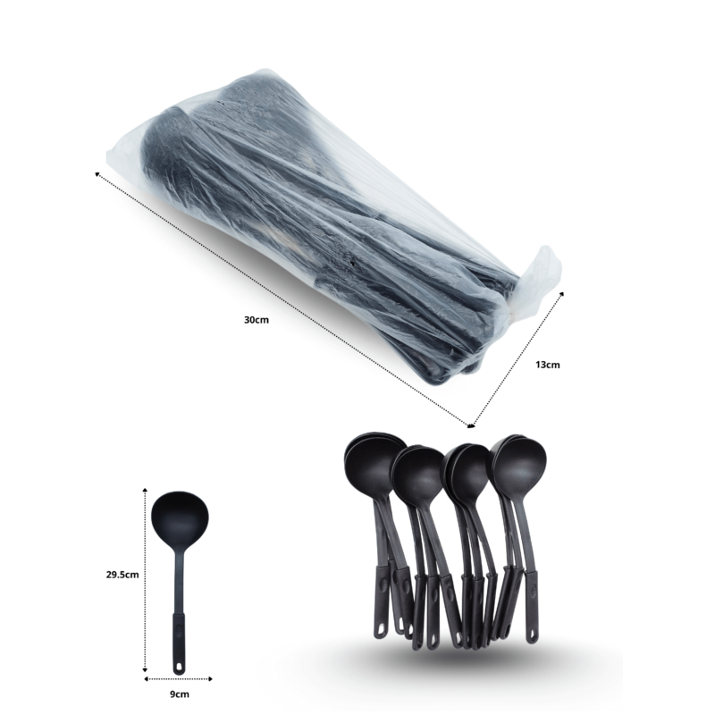 utensilio cucharón de plástico negro C/12 PB-3006, ZC-0210