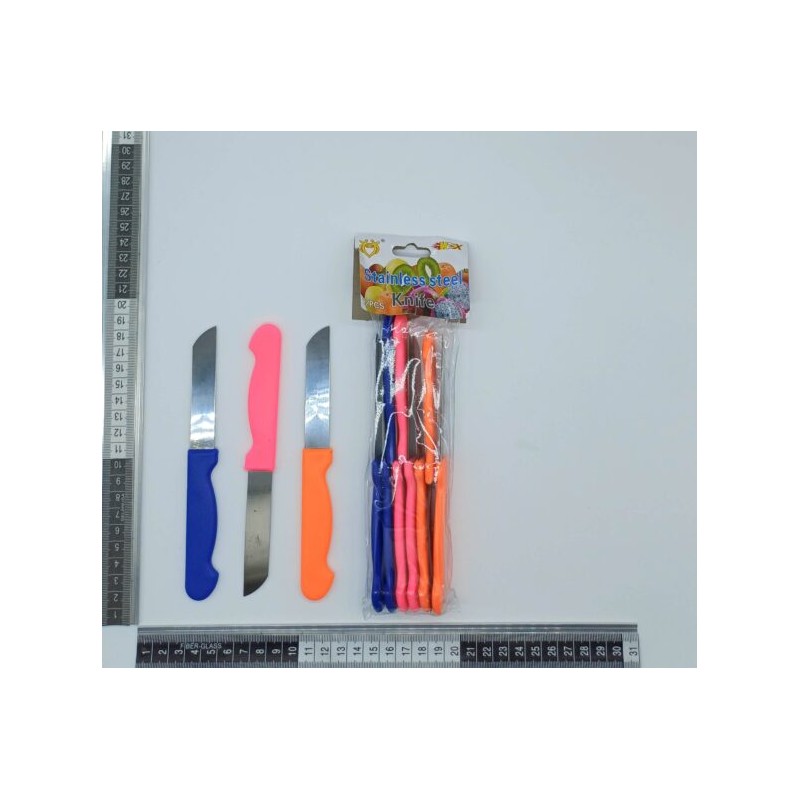 cuchillo liso mango variedad de colores C/12 CA66559