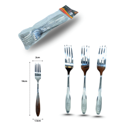 tenedor de acero inoxidable trébol C/6 PB-1007