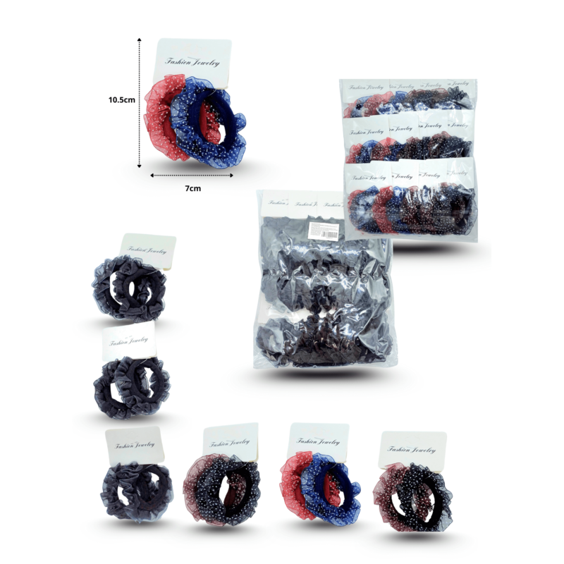 liga licra organzza decorada y negra set 2 pza 5cm C/12 EEO029