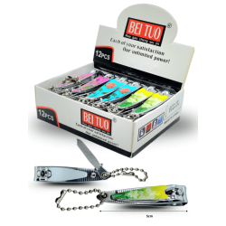 cortaúñas chico decorado flores con cadena y lima BEI TUO C/12 VBQ-1278