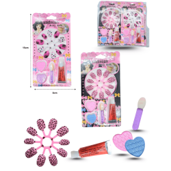 uña infantil carrusel con pegamento par de sombras para ojos y aplicador set 5 pzas en blister C/12 ZB-021