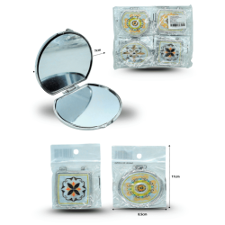 espejo de bolsillo decorado mosaico figuras surtidas en el mismo paquete C/12 CKZ-771