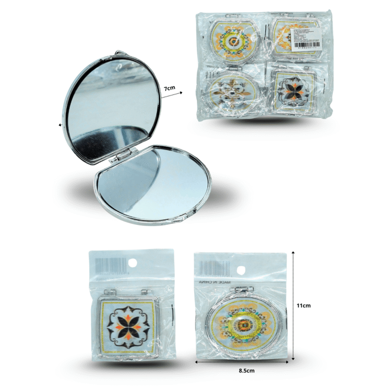 espejo de bolsillo decorado mosaico figuras surtidas en el mismo paquete C/12 CKZ-771