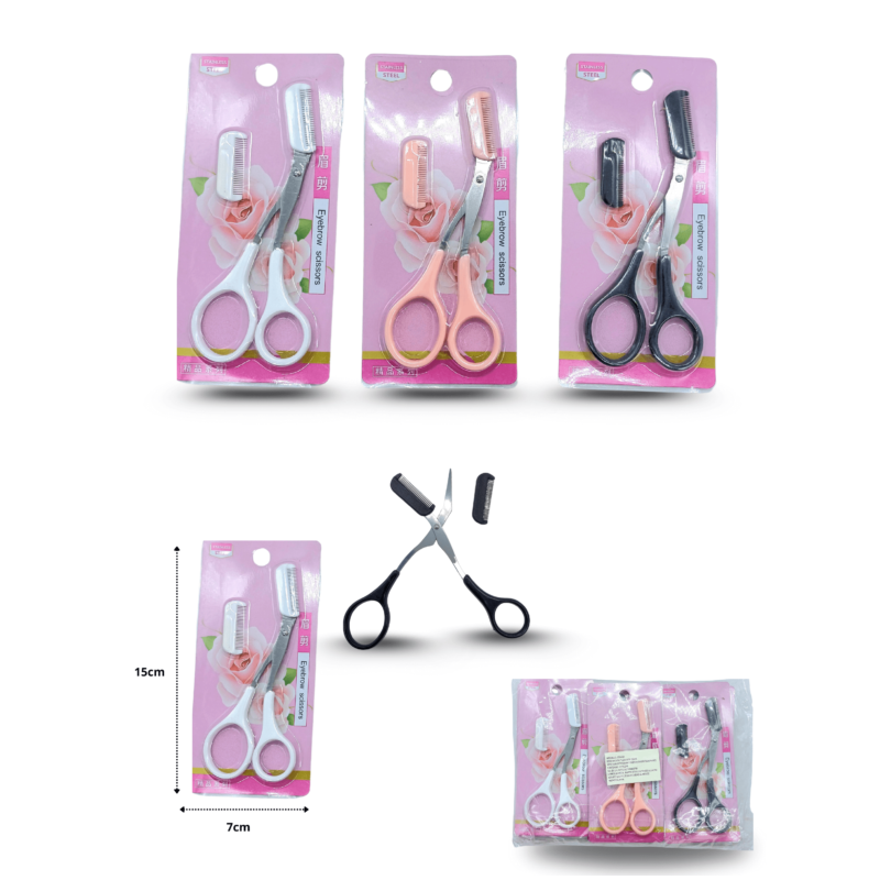 tijera con peine ideal para ceja en blister C/12 25A-81 o HLO-52