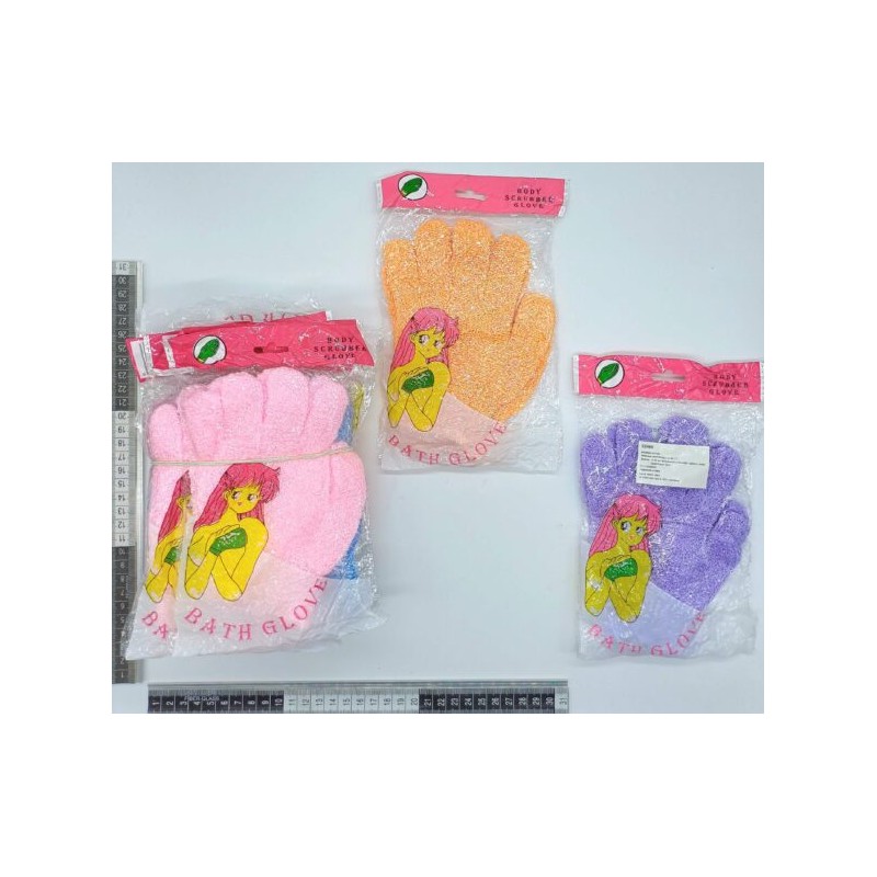 guante de baño en par variedad de colores empaque rosa C/12 pares XH5805