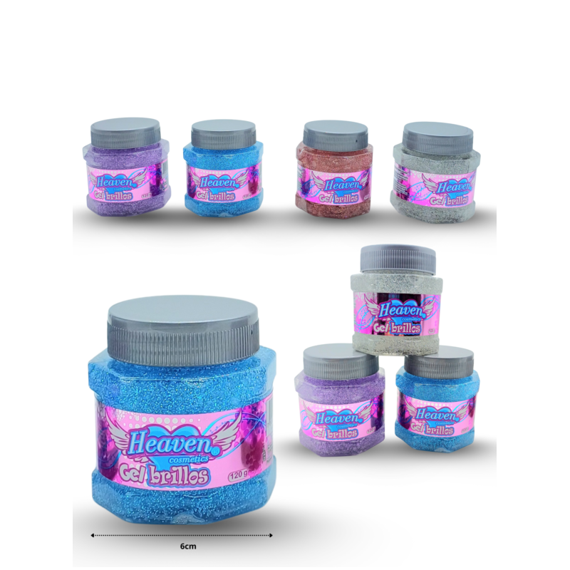 gel con brillos variedad de colores heaven 120gr C/40 RUVA