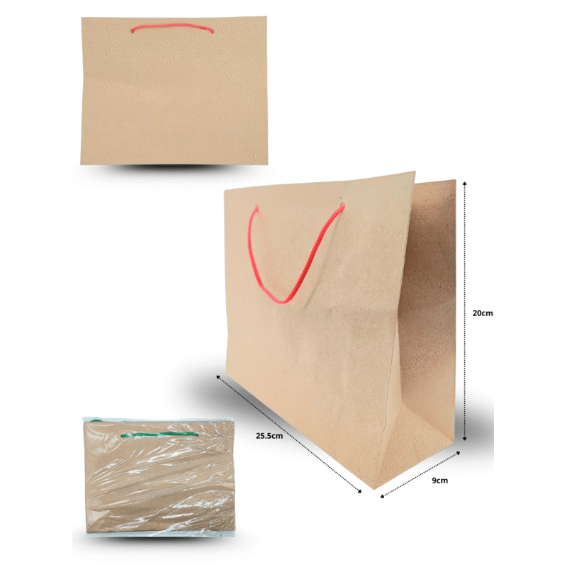 bolsa boutiquera kraft 21 25.5cmx20cmx9cm C/12 CRS TRS