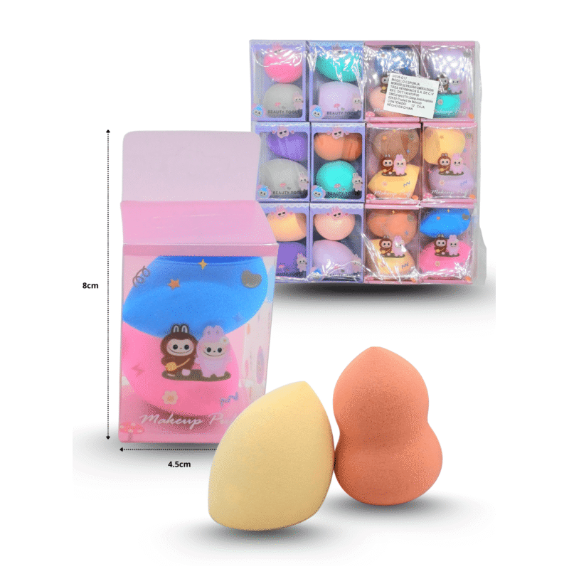 esponja cosmética bombón chica set 2 pzas caja decorada LABUBU C/12 DG25-C17