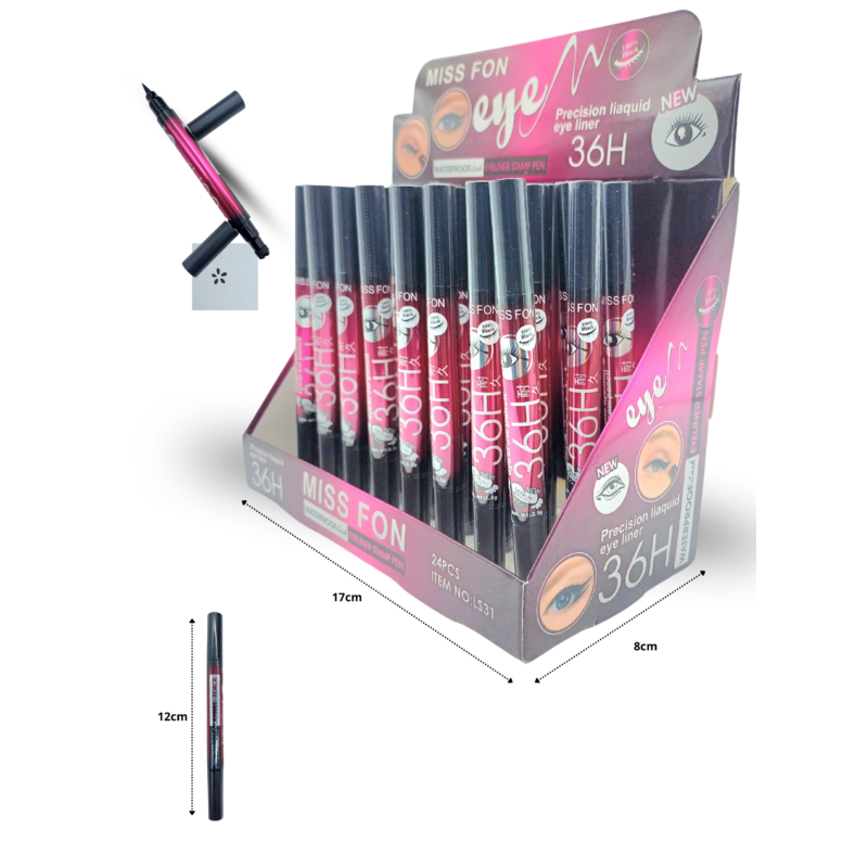 delineador 36h doble punta tipo plumón punto fino con sello diferentes figuras C/24 HLP-69