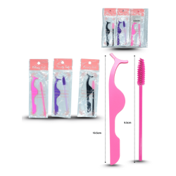 pinza aplicadora de pestaña y cepillo para ceja o pestaña set 2 pzas C/12 M338-3H-5