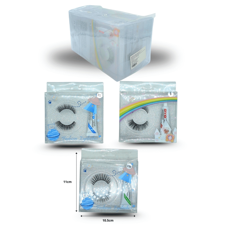 pestaña postiza con pegamento en caja translucida C/12 XL37-25