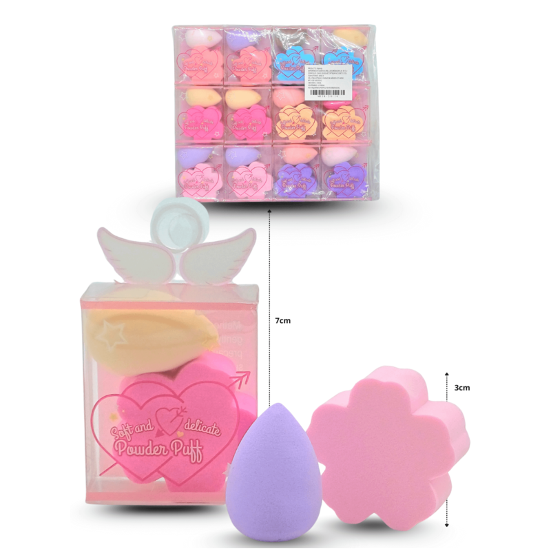 esponja bombón mini y esponja flor en caja set 2 pzas C/12 M338-3H-16