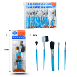 brocha cosmética con peine para ceja y aplicador set 5 pzas C/12 6G-4