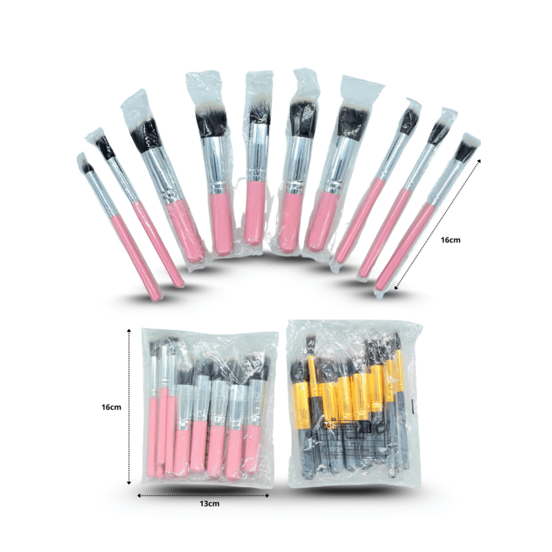 brochas cosméticas surtidas en el mismo empaque 10 pzas C/1H52-2536