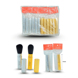 brocha cosmética retractil dorada y plateada C/12 beauty all