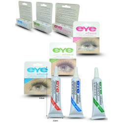 pegamento para pestaña en tubo con blíster exhibidor, blanco, negro y transparente en la misma caja C/12 HJS-12