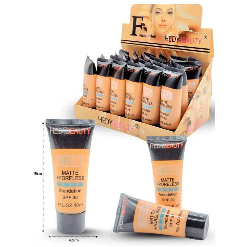 maquillaje liquido HEDY BEUTY 120 poreless SPF 30 40 ml C/24 MW67-1H-13