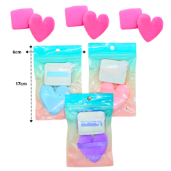 esponja tela corazón y rectángulo con agarradera set 2pzas C/12 HLQ-19