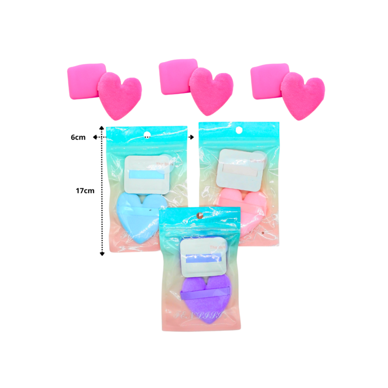 esponja tela corazón y rectángulo con agarradera set 2pzas C/12 HLQ-19