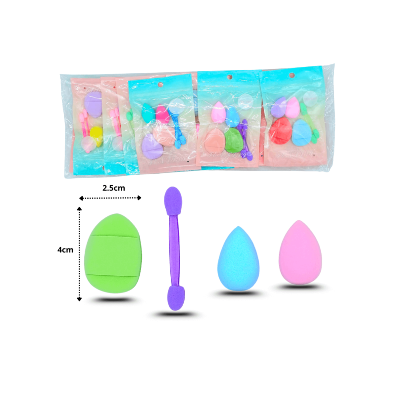 esponja bombón mini esponja plana gota aplicadores set 6 pzas C/12 HLQ-20