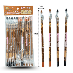 lápiz delineador sacapuntas y cepillo café y negro capy bara C/12 HLR-24