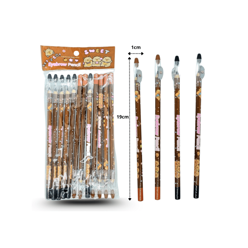 lápiz delineador sacapuntas y cepillo café y negro capy bara C/12 HLR-24