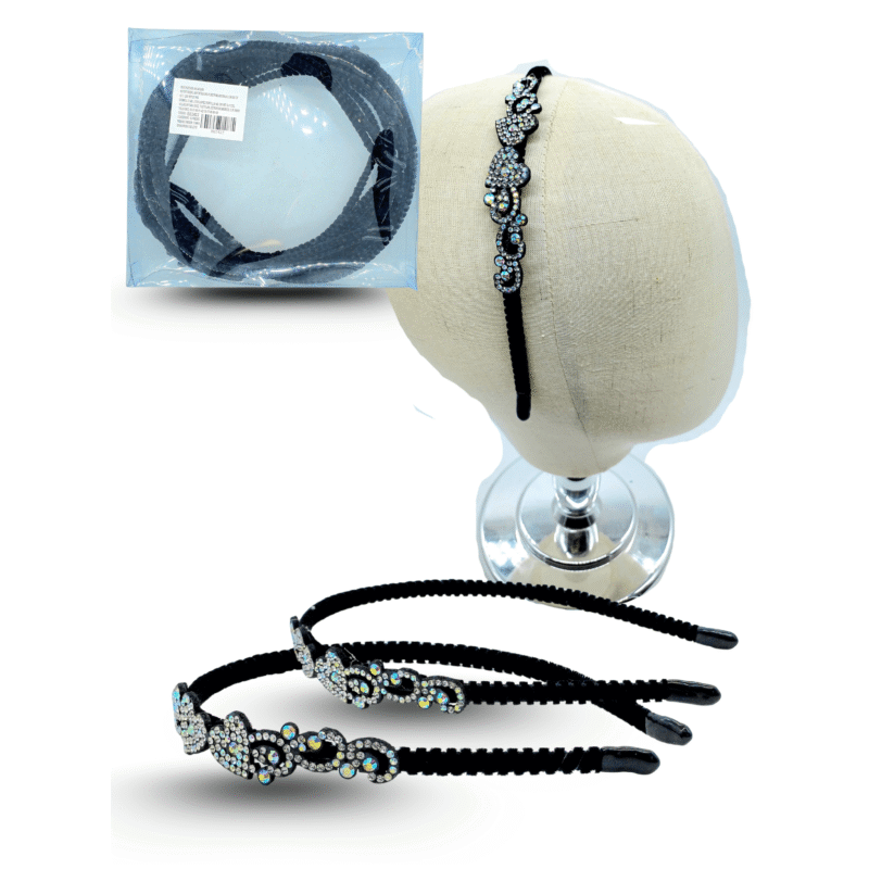 diadema negra con brillos en caja C/12 EE2422